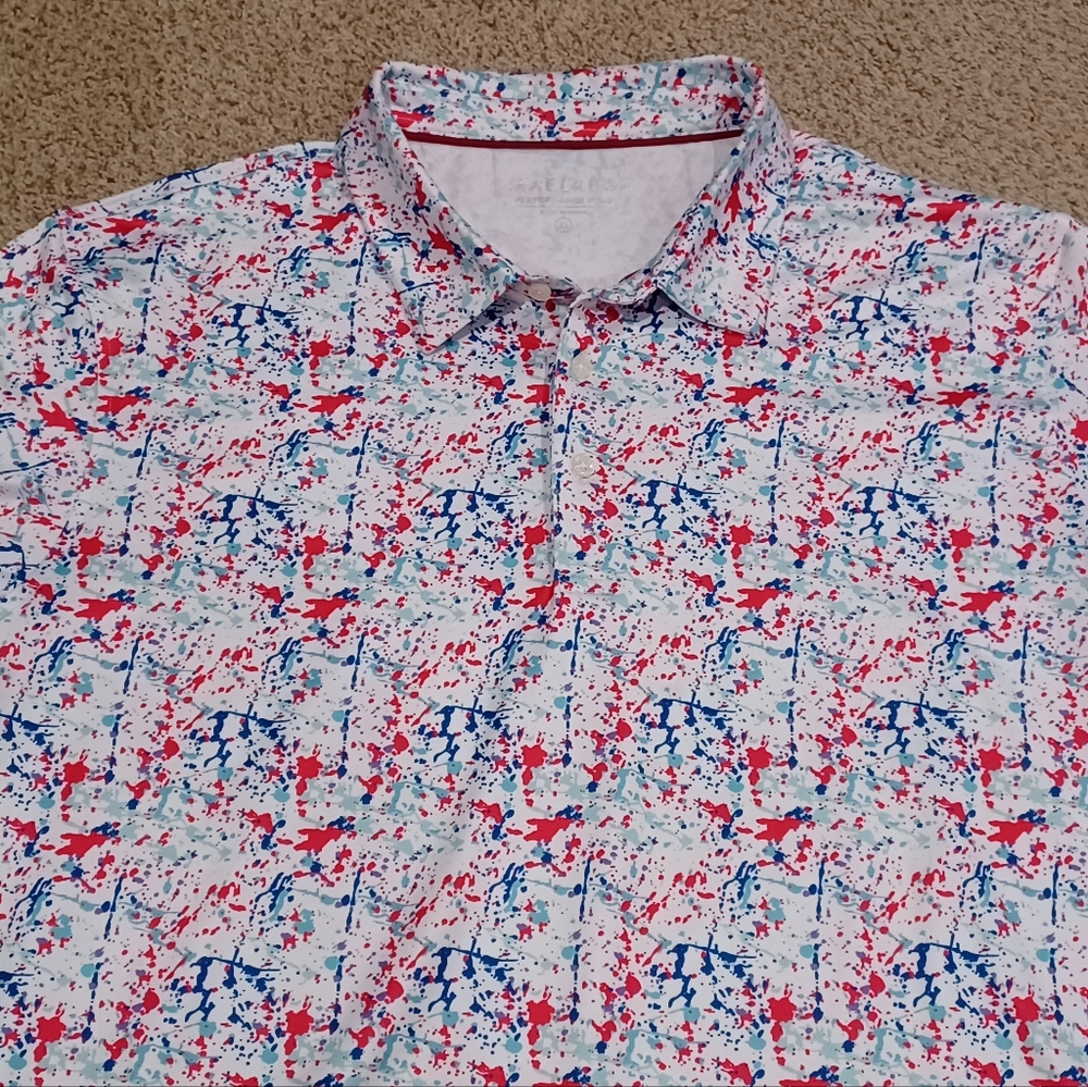 Men's Maelreg Performance Polo Shirt With A Splatter Pattern Size XL